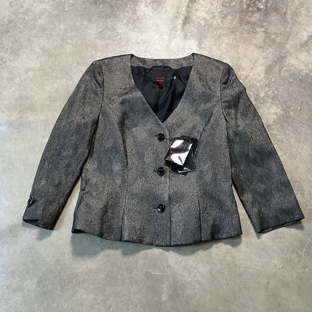 Escada For Neiman Marcus Blazer Womens Size 40/ 10 Kurz Jacket Gray Short
